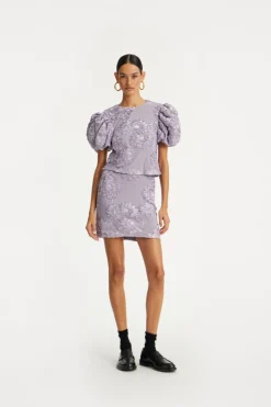 Tops-ROTATE Birger Christensen 3d Mesh Sleeveless Top Purple Lavender Aura color