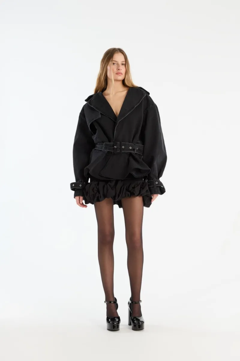 Outerwear-ROTATE Birger Christensen Denim Biker Jacket Black Black Denim color