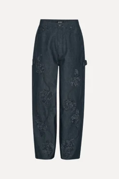 Pants-ROTATE Birger Christensen Denim Boyfriend Jeans Dark Blue Dark Blue Denim color