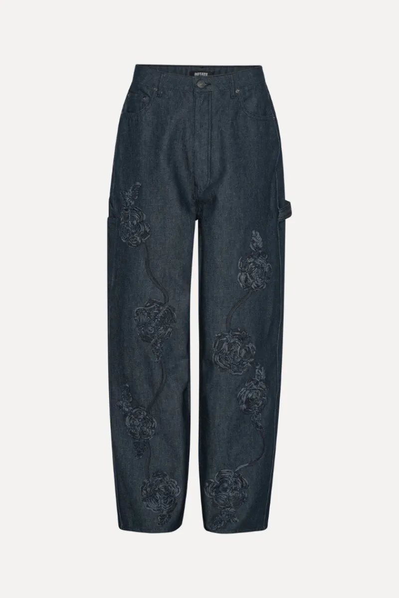 Pants-ROTATE Birger Christensen Denim Boyfriend Jeans Dark Blue Dark Blue Denim color