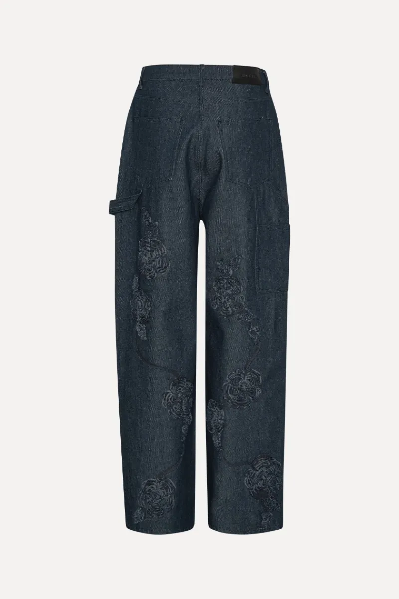 Pants-ROTATE Birger Christensen Denim Boyfriend Jeans Dark Blue Dark Blue Denim color