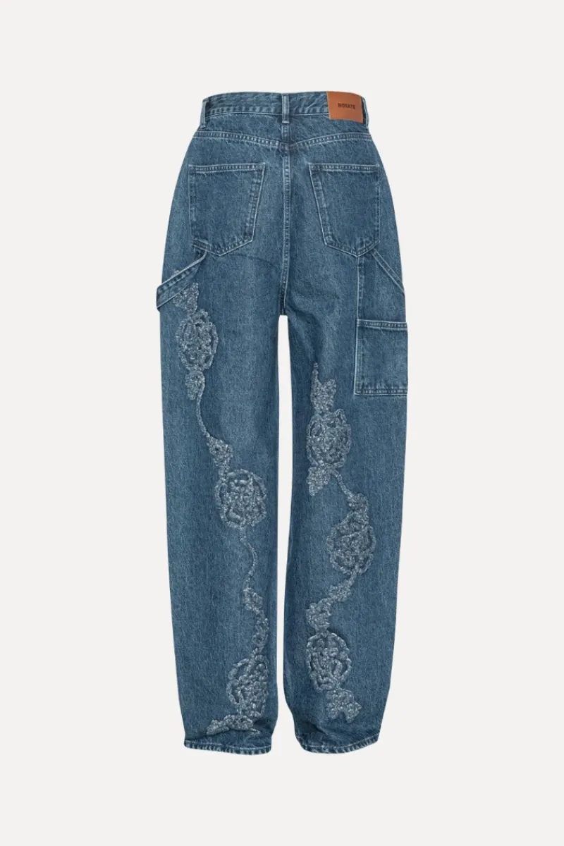 Pants-ROTATE Birger Christensen Denim Boyfriend Jeans Medium Blue Medium Blue Denim color
