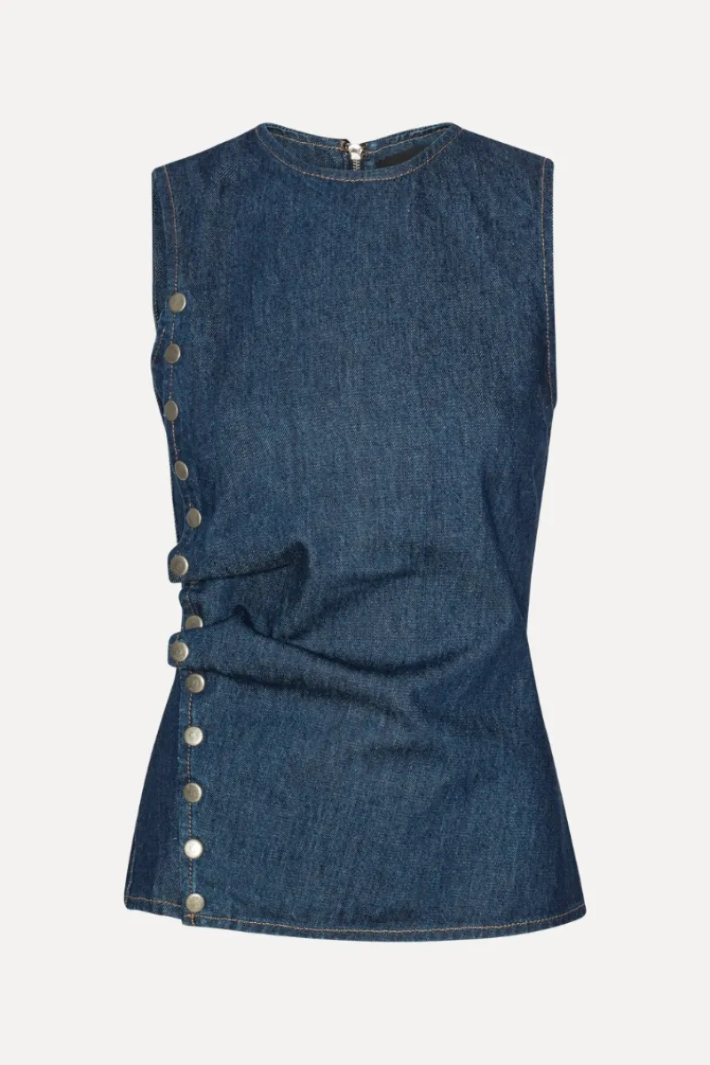 Tops-ROTATE Birger Christensen Denim Buttoned Top Dark Blue Dark Blue color