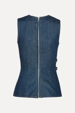 Tops-ROTATE Birger Christensen Denim Buttoned Top Dark Blue Dark Blue color