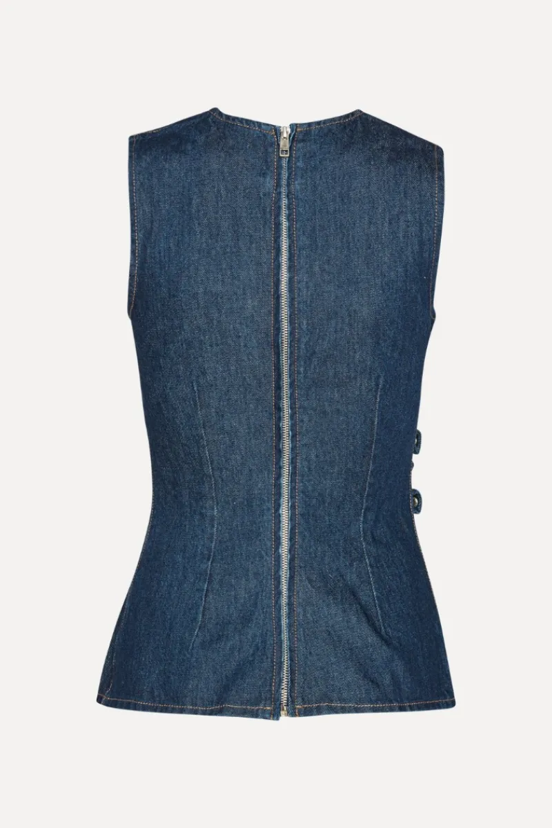 Tops-ROTATE Birger Christensen Denim Buttoned Top Dark Blue Dark Blue color