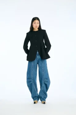 Pants-ROTATE Birger Christensen Denim Cargo Pants Medium Blue Medium Blue Denim color