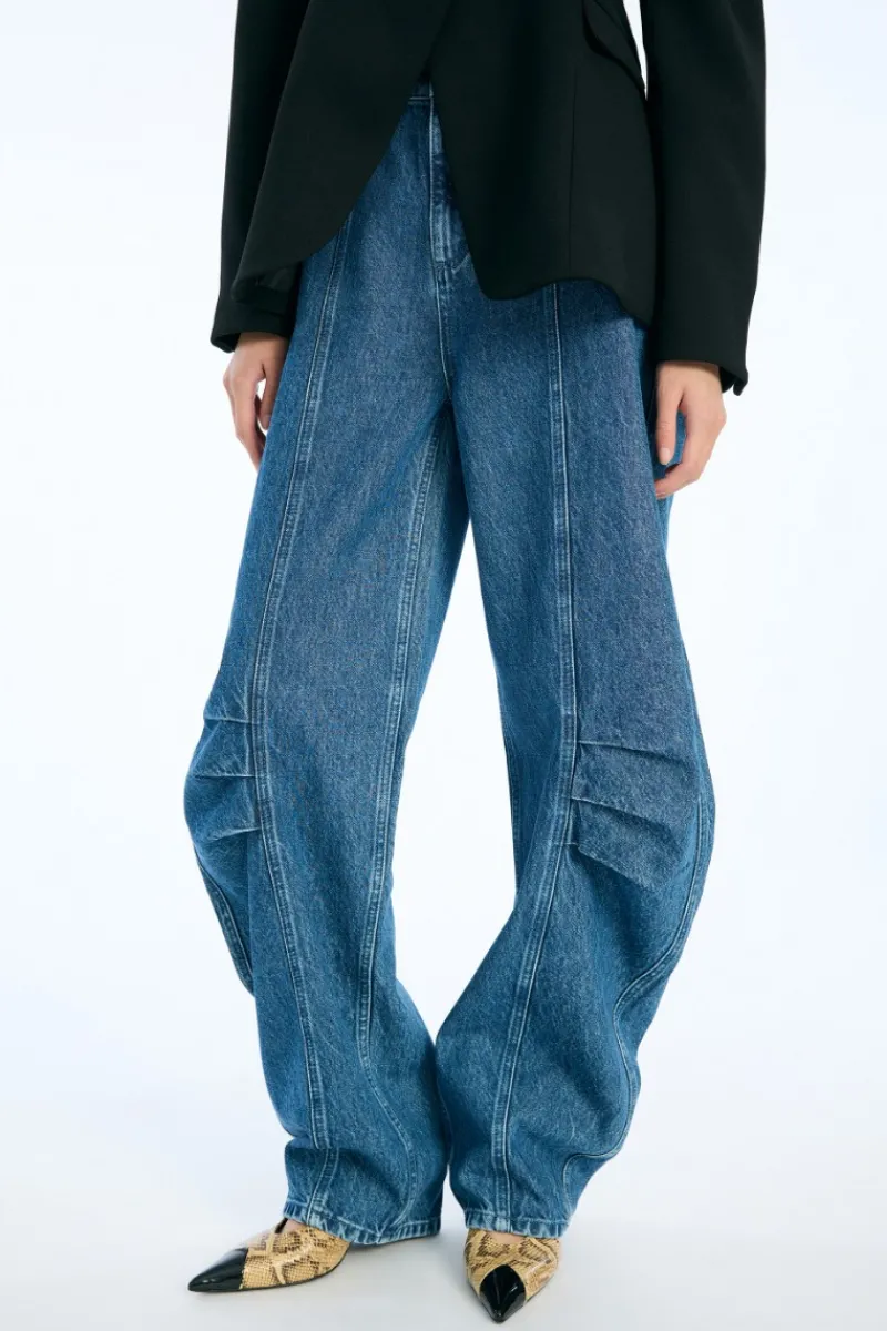 Pants-ROTATE Birger Christensen Denim Cargo Pants Medium Blue Medium Blue Denim color