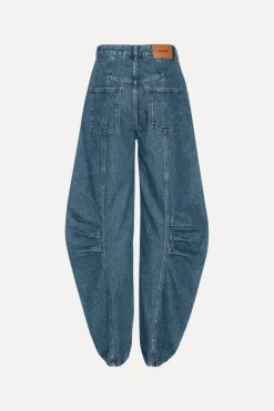 Pants-ROTATE Birger Christensen Denim Cargo Pants Medium Blue Medium Blue Denim color