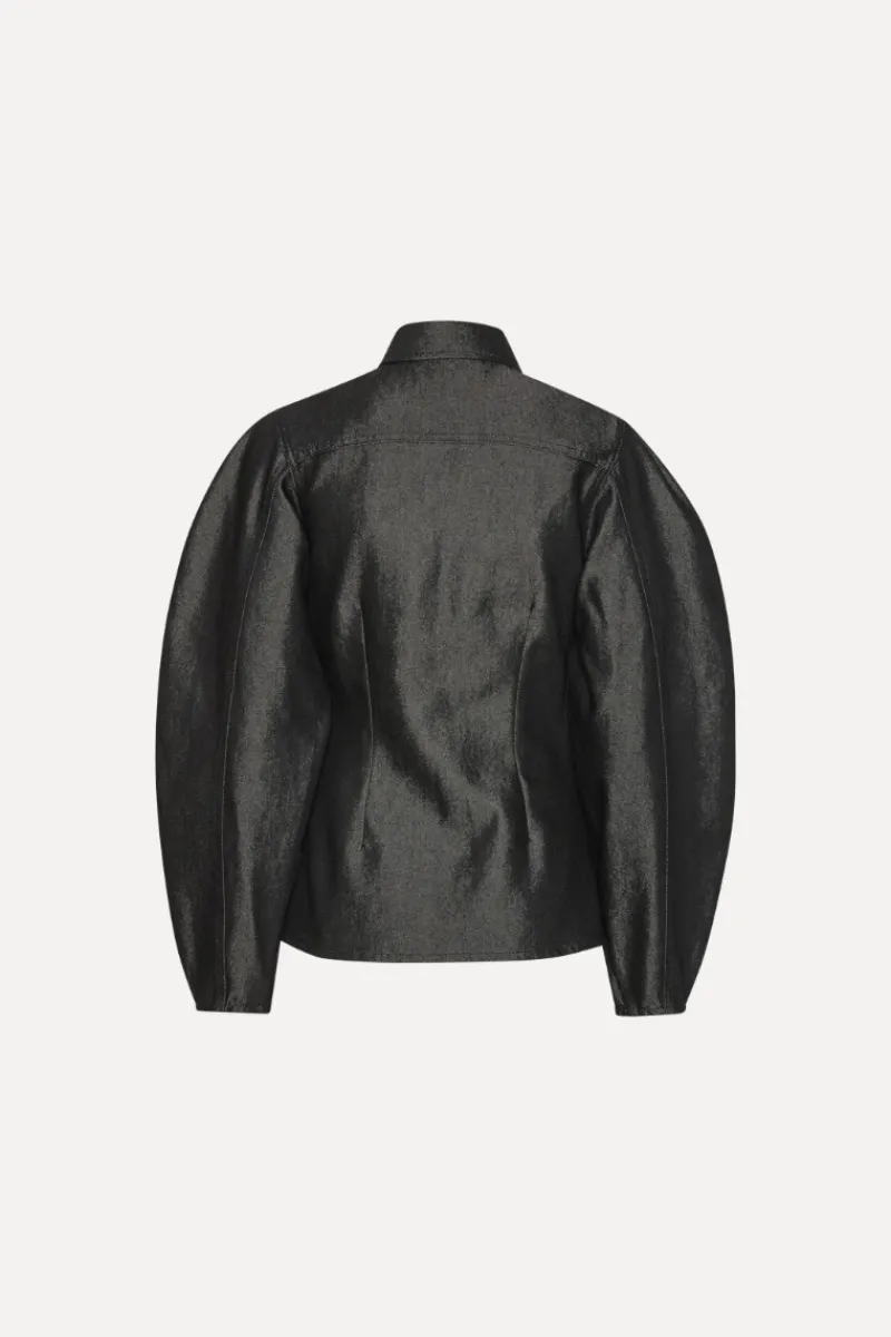 Tops-ROTATE Birger Christensen Denim Fitted Shirt Black Black color