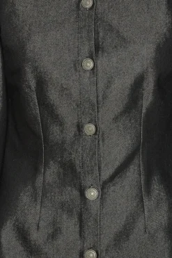 Tops-ROTATE Birger Christensen Denim Fitted Shirt Black Black color