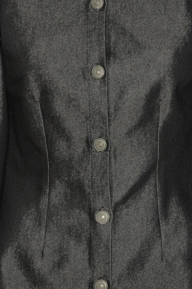 Tops-ROTATE Birger Christensen Denim Fitted Shirt Black Black color