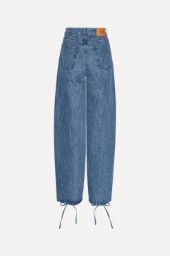 Pants-ROTATE Birger Christensen Denim Laced Leg Pants Blue Vintage Blue color