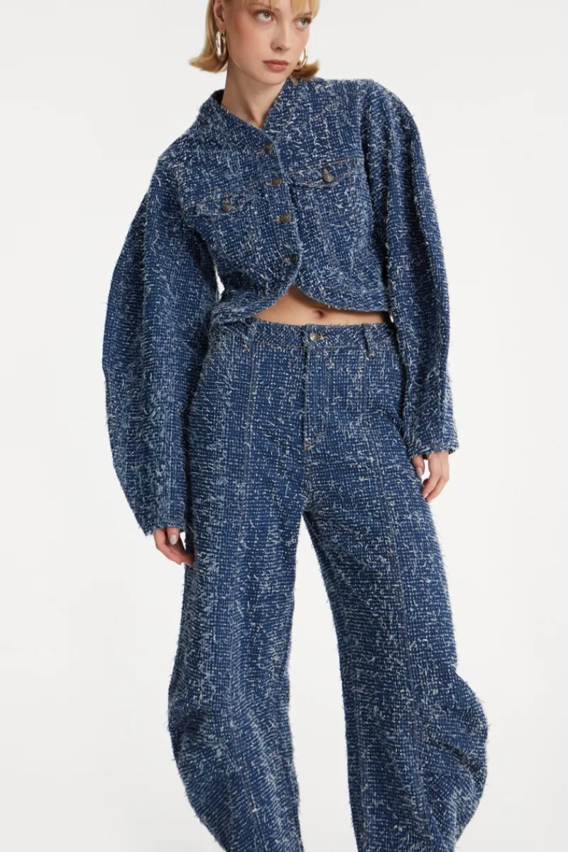 Pants-ROTATE Birger Christensen Denim Loose Fit Pants Medium Blue Medium Blue Denim color