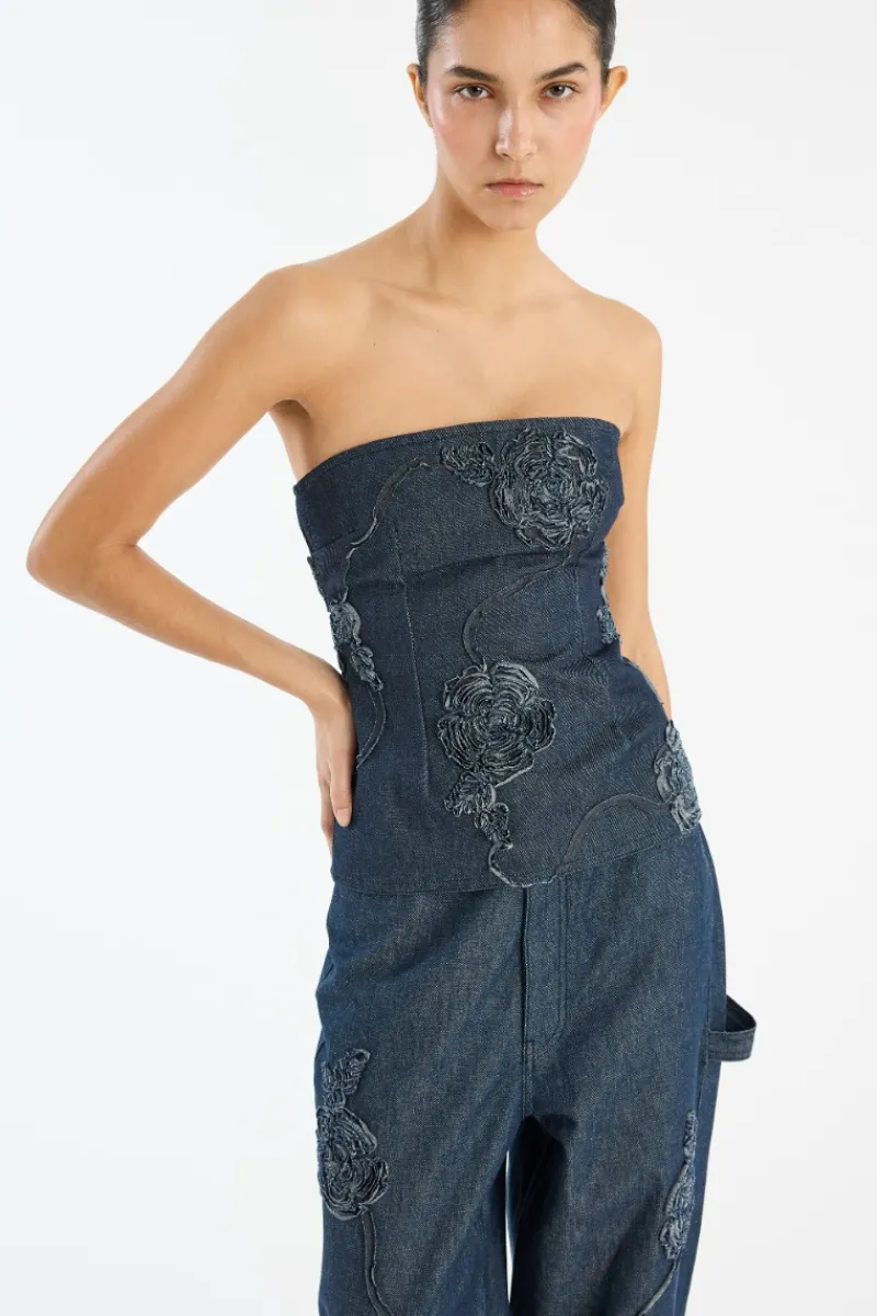 Tops-ROTATE Birger Christensen Denim Sleeveless Top Dark Blue Dark Blue Denim color