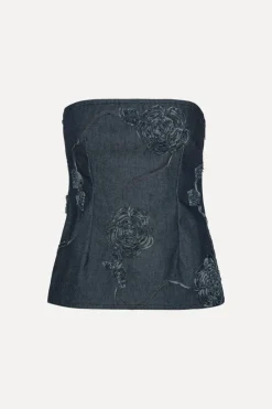 Tops-ROTATE Birger Christensen Denim Sleeveless Top Dark Blue Dark Blue Denim color