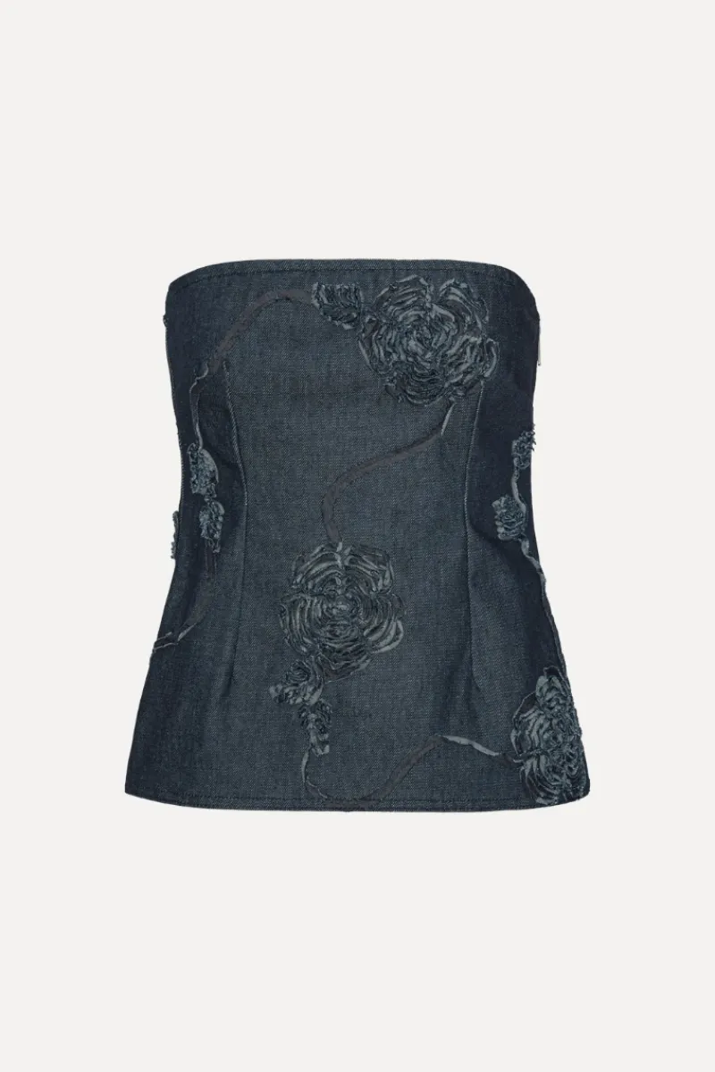 Tops-ROTATE Birger Christensen Denim Sleeveless Top Dark Blue Dark Blue Denim color