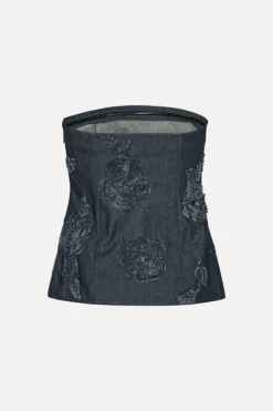 Tops-ROTATE Birger Christensen Denim Sleeveless Top Dark Blue Dark Blue Denim color