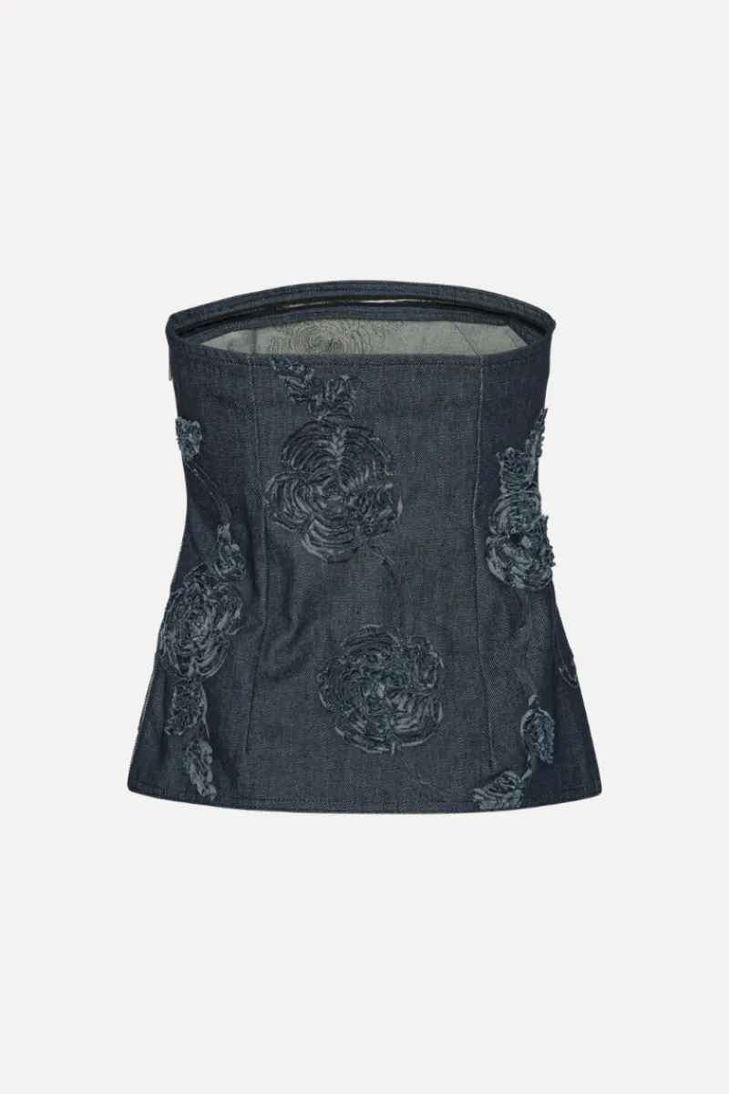 Tops-ROTATE Birger Christensen Denim Sleeveless Top Dark Blue Dark Blue Denim color