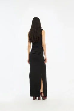 Maxi Dress|Dresses-ROTATE Birger Christensen Draped One Shoulder Dress Black Black color