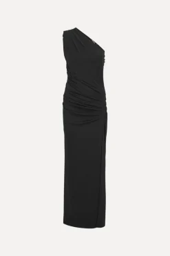 Maxi Dress|Dresses-ROTATE Birger Christensen Draped One Shoulder Dress Black Black color