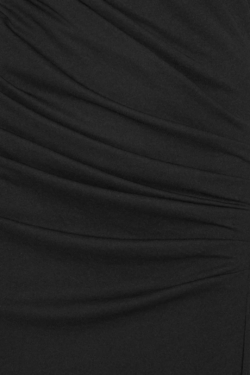 Maxi Dress|Dresses-ROTATE Birger Christensen Draped One Shoulder Dress Black Black color
