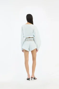 Skirts-ROTATE Birger Christensen Drawstring Shorts Light Blue Plein Air color