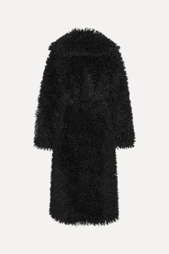 Outerwear-ROTATE Birger Christensen Faux Fur Belted Coat Black Black color