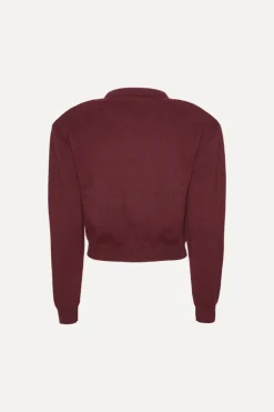 Knitwear|Tops-ROTATE Birger Christensen Firm Knit Cardigan Burgundy Zinfandelcolor