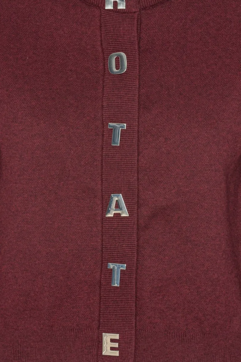 Knitwear|Tops-ROTATE Birger Christensen Firm Knit Cardigan Burgundy Zinfandelcolor