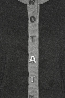 Knitwear|Tops-ROTATE Birger Christensen Firm Knit Cardigan Dark Grey Phantom Comb. color