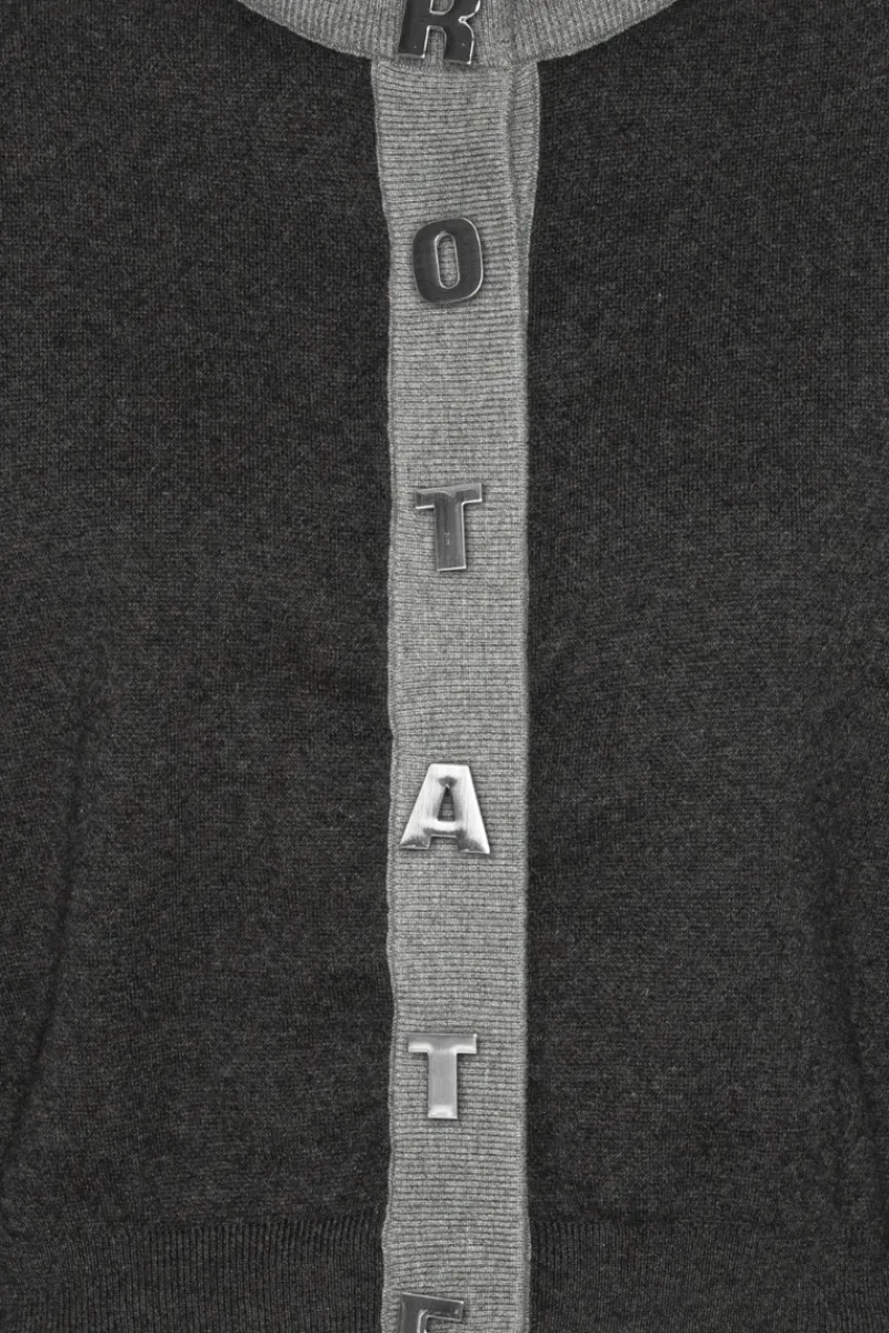 Knitwear|Tops-ROTATE Birger Christensen Firm Knit Cardigan Dark Grey Phantom Comb. color