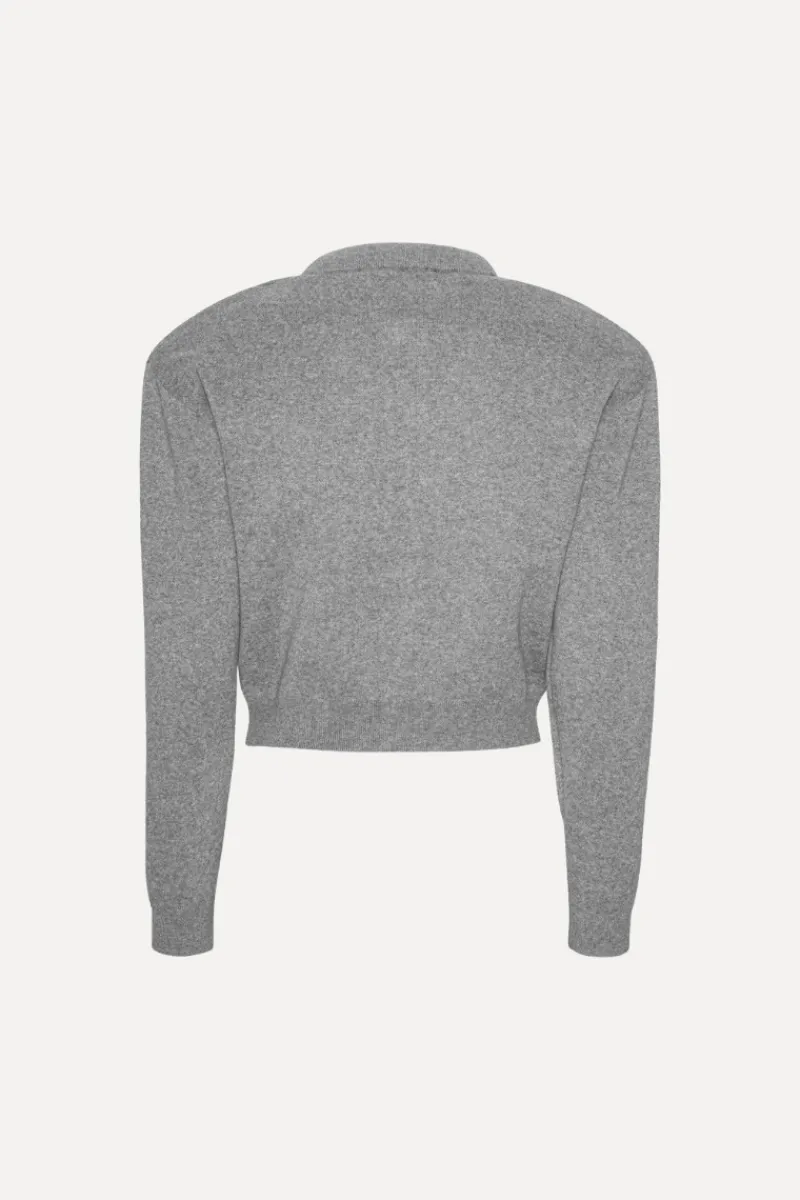 Knitwear|Tops-ROTATE Birger Christensen Firm Knit Cardigan Grey Monument color