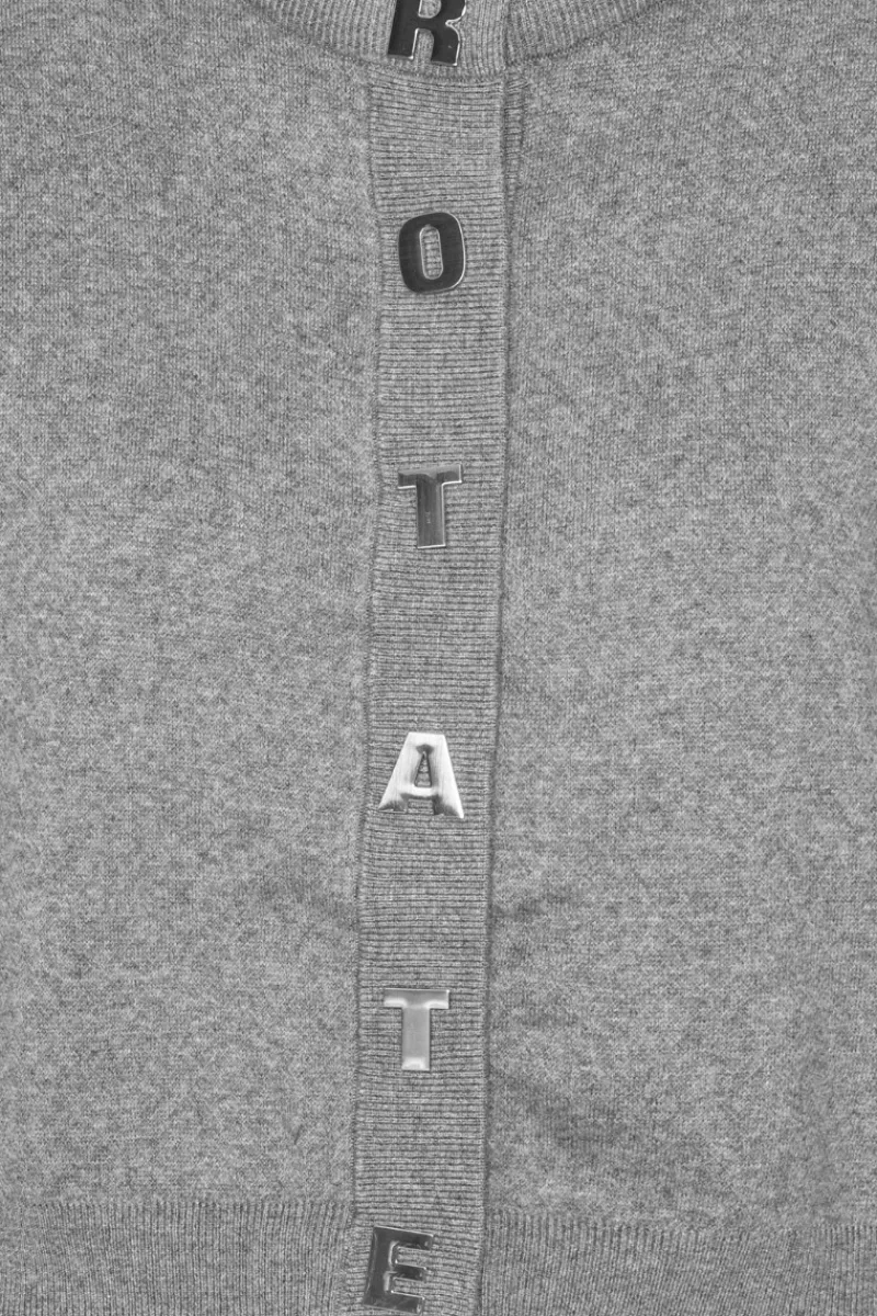 Knitwear|Tops-ROTATE Birger Christensen Firm Knit Cardigan Grey Monument color