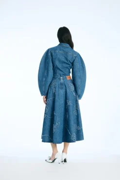 Tops-ROTATE Birger Christensen Fitted Denim Shirt Medium Blue Medium Blue Denim color