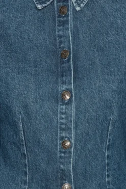 Tops-ROTATE Birger Christensen Fitted Denim Shirt Medium Blue Medium Blue Denim color