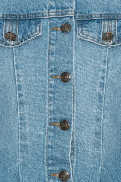 Tops-ROTATE Birger Christensen Flared Denim Top Blue Hydrangea (Blue) color