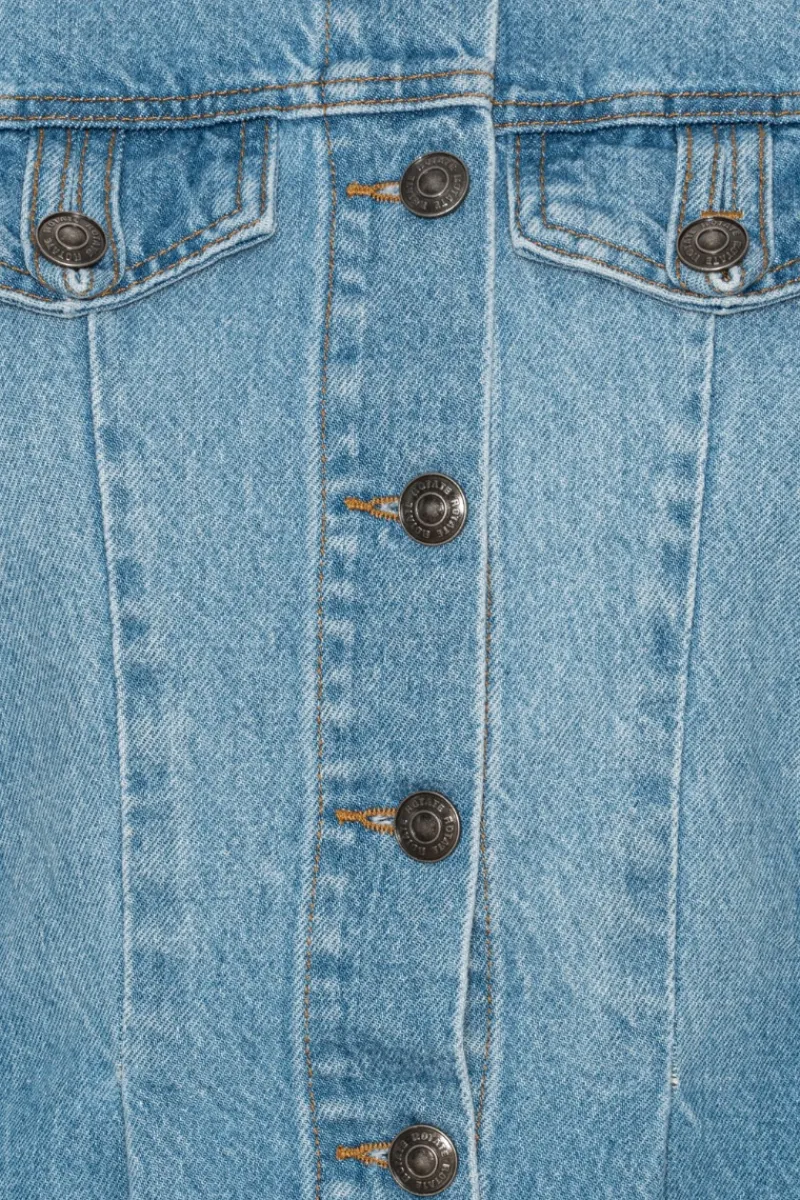 Tops-ROTATE Birger Christensen Flared Denim Top Blue Hydrangea (Blue) color