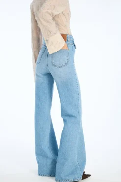 Pants-ROTATE Birger Christensen Flared Highwaisted Jeans Blue Hydrangea (Blue) color
