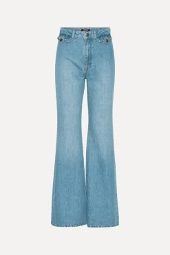 Pants-ROTATE Birger Christensen Flared Highwaisted Jeans Blue Hydrangea (Blue) color