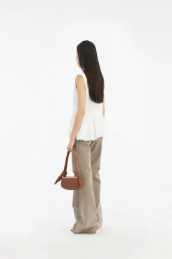Pants-ROTATE Birger Christensen Flared Highwaisted Jeans Taupe Driftwood color