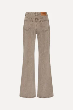 Pants-ROTATE Birger Christensen Flared Highwaisted Jeans Taupe Driftwood color