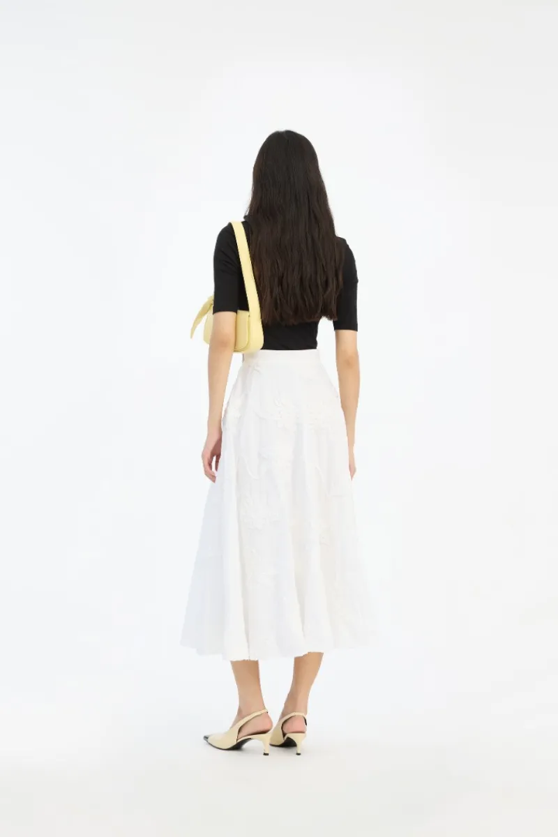 Skirts-ROTATE Birger Christensen Flower Maxi Skirt Bright White Bright White color