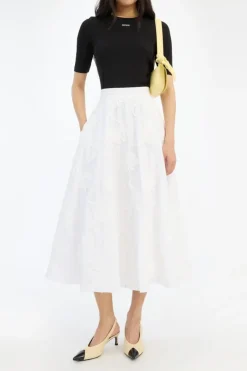 Skirts-ROTATE Birger Christensen Flower Maxi Skirt Bright White Bright White color