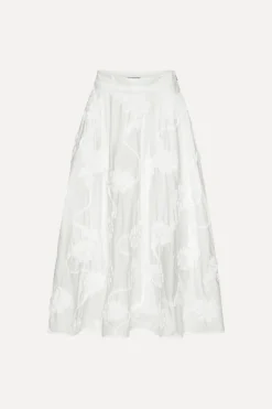 Skirts-ROTATE Birger Christensen Flower Maxi Skirt Bright White Bright White color