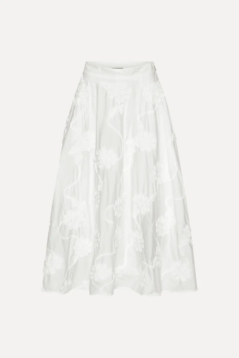 Skirts-ROTATE Birger Christensen Flower Maxi Skirt Bright White Bright White color