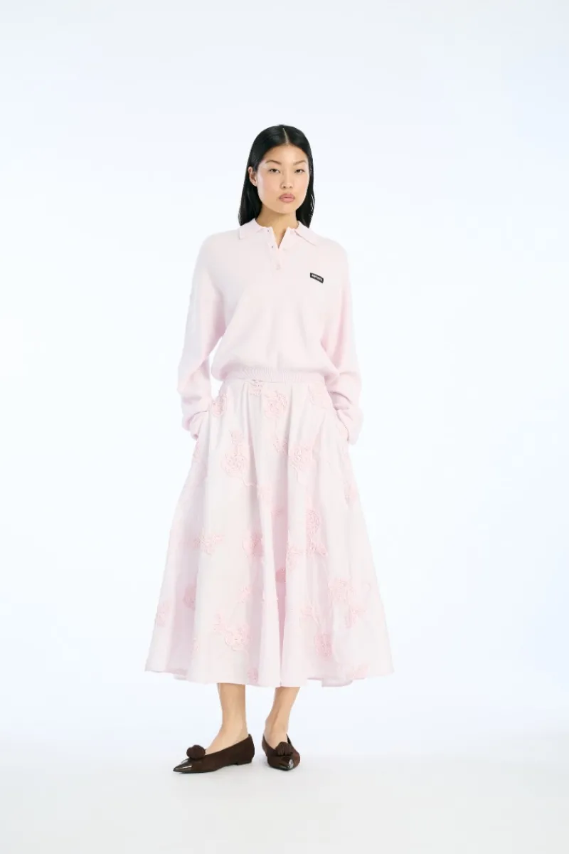 Skirts-ROTATE Birger Christensen Flower Maxi Skirt Light Pink Orchid Ice color