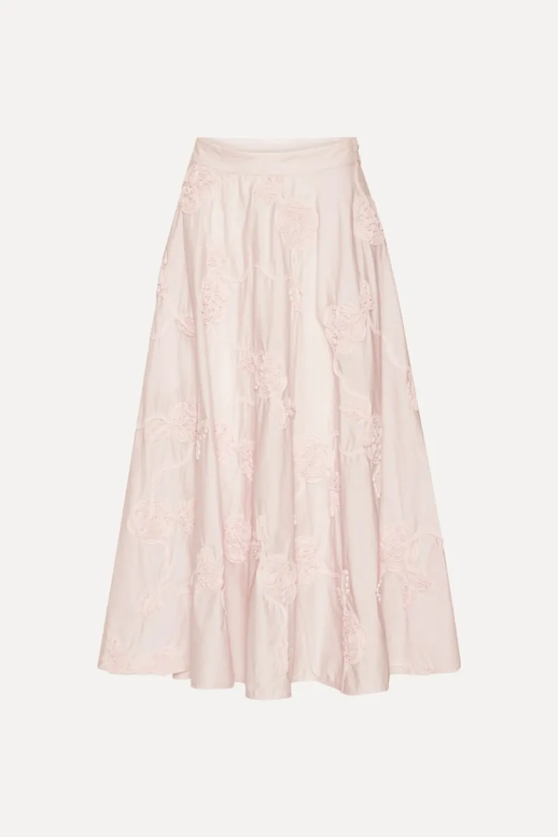 Skirts-ROTATE Birger Christensen Flower Maxi Skirt Light Pink Orchid Ice color