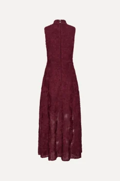 Dresses-ROTATE Birger Christensen Flower Mesh Maxi Dress Burgundy Zinfandelcolor