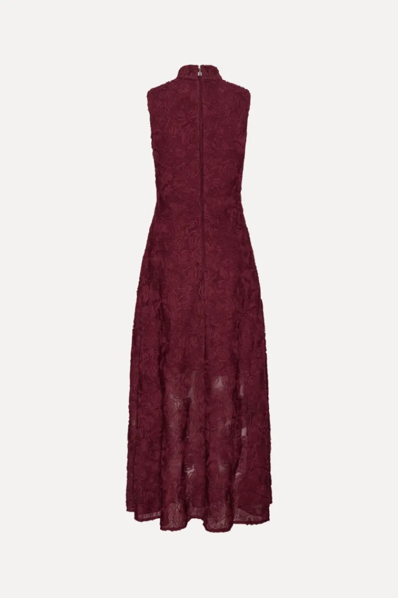 Dresses-ROTATE Birger Christensen Flower Mesh Maxi Dress Burgundy Zinfandelcolor