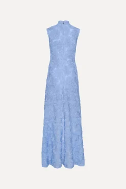 Maxi Dress|Dresses-ROTATE Birger Christensen Flower Mesh Maxi Dress Light Blue Light Blue color